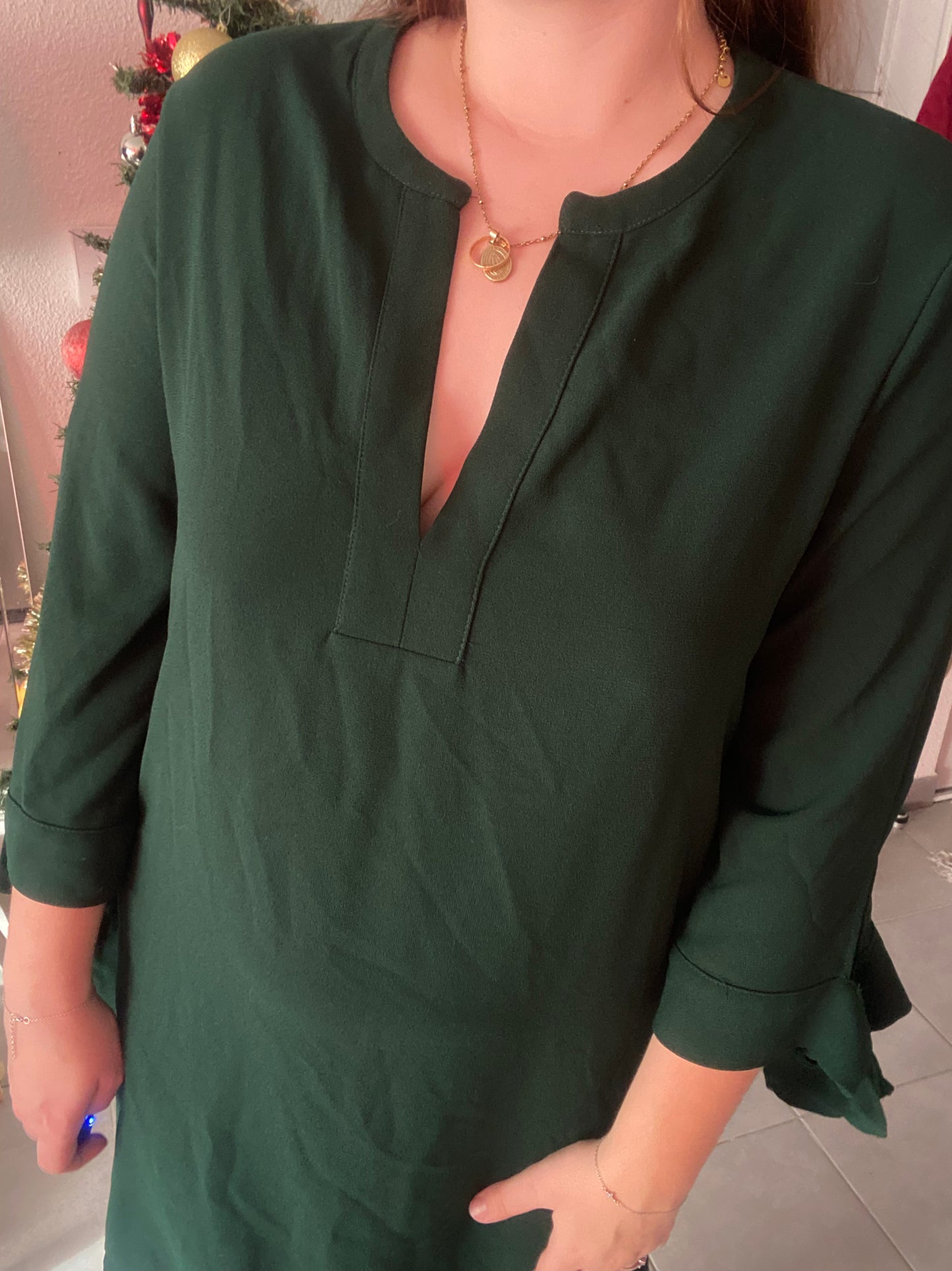 Robe verte col V